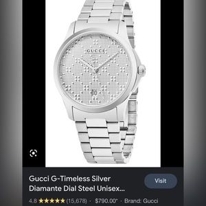 Unisex Gucci Diamanté Silver watch bracelet band